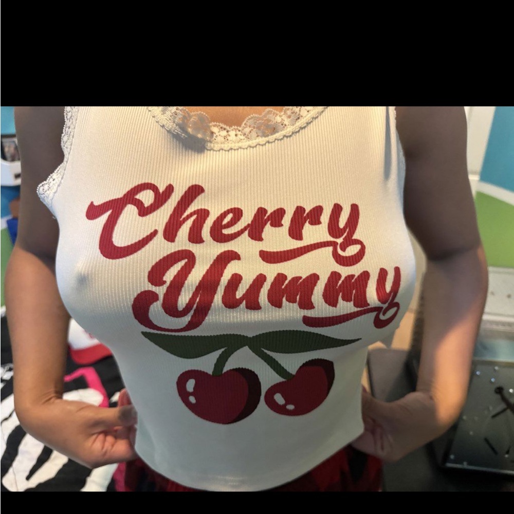 Cherry Yummy White Tank Top